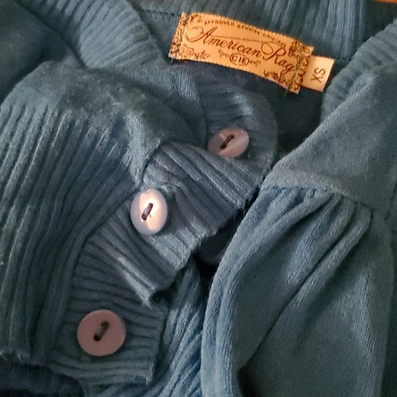 American Rag 💙Cerulean 3/4 Sleeves Button-Up Crop - Picture 4 of 5